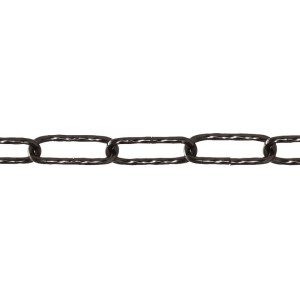 Schwarze, gedrehte Conacord Zierkette aus Stahl, 3,5 mm stark, als Meterware.