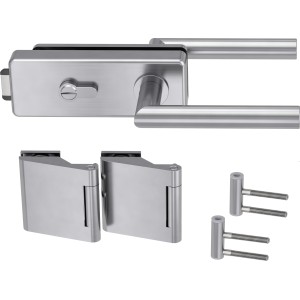 Novadoors Schlosskasten Nova 61 Edelstahloptik mit WC-Schlossgegenseite für Glastüren.