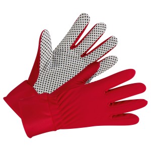 Rote Nylon Gartenhandschuhe Gr. 8, ungefüttert, Handinnenfläche mit Punktmuster für besseren Grip.