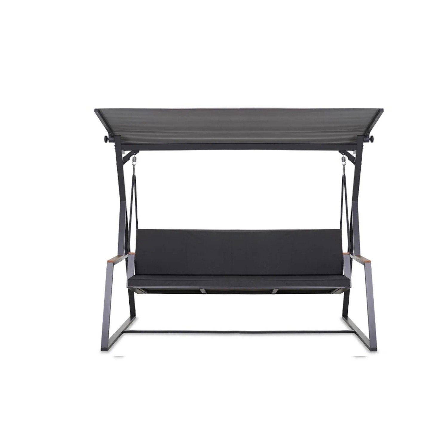 Schwarzes Polster-Set für 3-Sitzer Hollywoodschaukel (180x60x50cm) mit abnehmbarem Bezug.