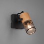 Schwarzer 1er Spot Tosh mit Holzdetails. Wandspot mit E14 Fassung, ideal für Akzentbeleuchtung.