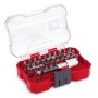 Einhell Bit-Set XS-Case 30-teilig im roten Koffer mit transparentem Deckel.