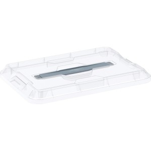 Transparenter OBI Deckel für Cadiz Allzweckbox XS/S mit grauem Griff.