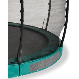 Grünes EXIT Allure Classic Bodentrampolin Ø 366 cm mit Sicherheitsnetz.