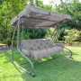 Beautissu Hollywoodschaukelauflage Flair HS, 180x50x8cm, hellgrau, mit Deko-Kissen. Gartenmöbel Sitzkissen für mehr Komfort.
