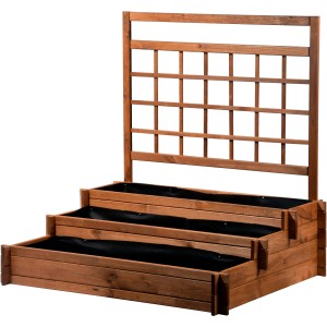 Dobar 3-Etagen-Hochbeet Peru mit Rankgitter aus FSC®-Holz, naturbelassen.