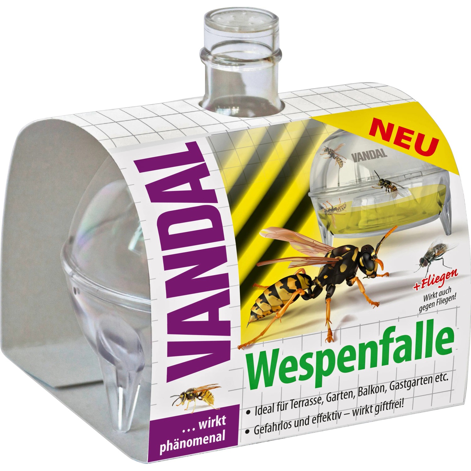 Vandal Wespenfalle: Giftfreie Falle für Terrasse und Garten zur Wespenbekämpfung.