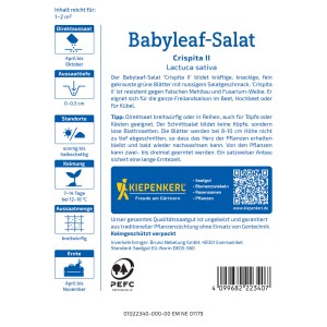 Kiepenkerl Salat Crispita II Samenpackung, schnellwachsend für Beet und Topf.