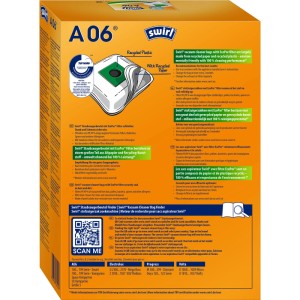 Swirl A 06 EcoPor Staubsaugerbeutel, 4 Stück, Packung für Staubsauger Zubehör.