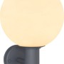 Anthrazitfarbene Globo Außenleuchte Ossy mit weißem Opalglas, Ø 25 cm, für die Wandmontage.