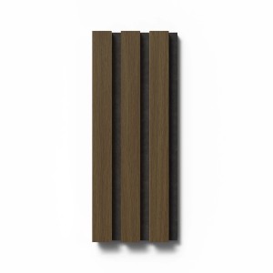 Akustikpaneel Muster Eiche Dunkel, foliert, mit schwarzem Filz. Wandpaneel zur Schallverbesserung.