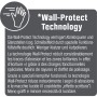 Symbol für Wall-Protect Technology der OBI Mix DesignColor: Weniger Abriebspuren und Glanzstellen.