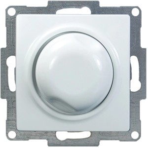 Visage2 Dimmer Arktis, weißer Drehdimmer für die Wandmontage.