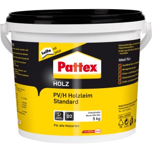 Pattex Holzleim PV/H Standard, 5 kg, weiß, für alle Holzarten. Universell einsetzbarer Kleber.