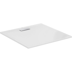 Quadratische, extraflache Ideal Standard Duschwanne, 100x100 cm, aus weißem Acryl.