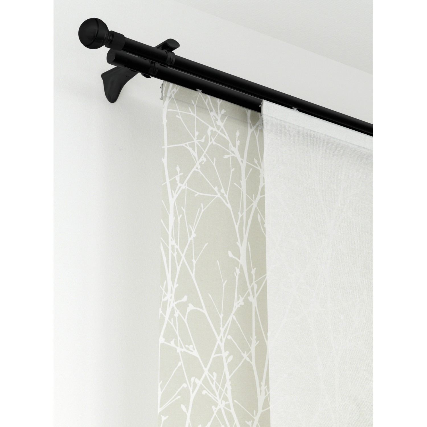 Gardinia Universal Träger Chicago, 2-läufig, schwarz-matt, mit Gardinen.