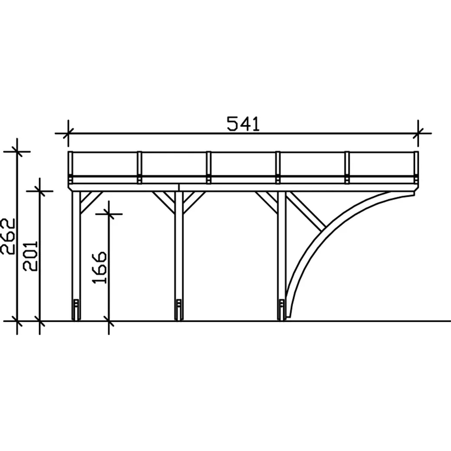 Technische Zeichnung: Skan Holz Carport Eifel, Maße 300x541 cm, Schiefergrau.