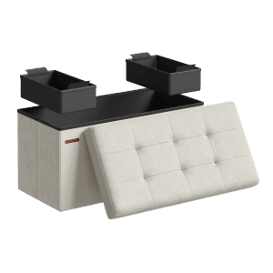 Songmics Sitzbank Minota Creme mit Stauraum und zwei Boxen.