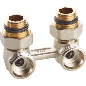 Anschlussarmatur für Ventilheizkörper Eckform G 1/2" x G 3/4" x 50 mm