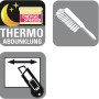 Icons für Thermo Abdunklung, Reinigung und Kürzbarkeit des Gardinia Plissee Concept.