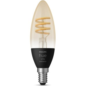 Philips Hue LED Filament Kerze E14, dimmbare Vintage-Lampe mit warmweißem bis kaltweißem Licht.