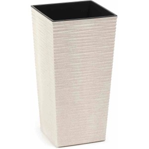 Siena Garden Pflanzsäule, 2er Set Eco Nizza, weiß, mit Rillenoptik.