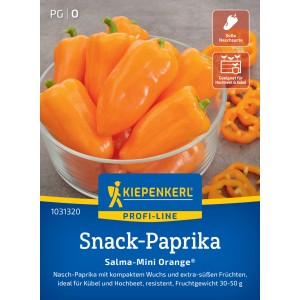Kiepenkerl Paprika Salma-Mini Orange: Orange Mini-Paprika in einer Glasschale.
