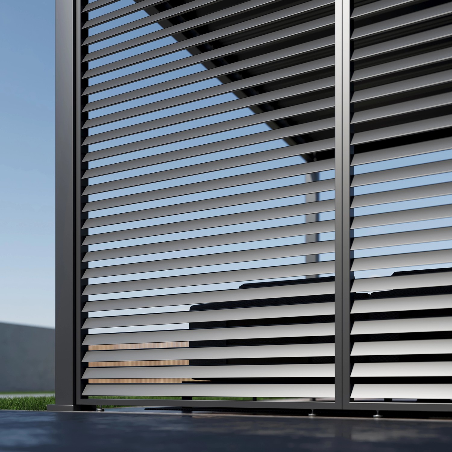 Paragon Outdoor Lamellen-Sichtschutz für Pergola Grand Tuscan 12 Grau 114x234 cm_5