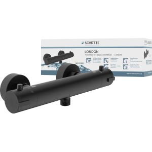 Schütte Thermostat Duscharmatur London, Schwarz Matt. Armatur für die Dusche.