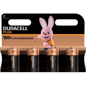 Duracell C Batterien, 4er-Pack. Alkaline-Batterien für Geräte wie Spielzeug und Kameras.