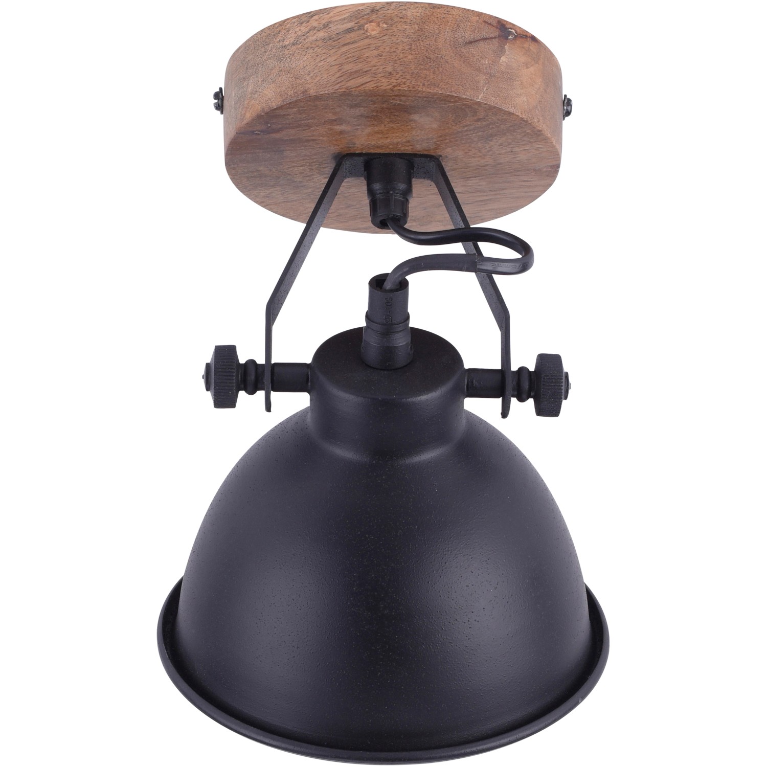 Schwarze Just Light Wand- und Deckenleuchte Samia mit Holzapplikation, 1-flammig.