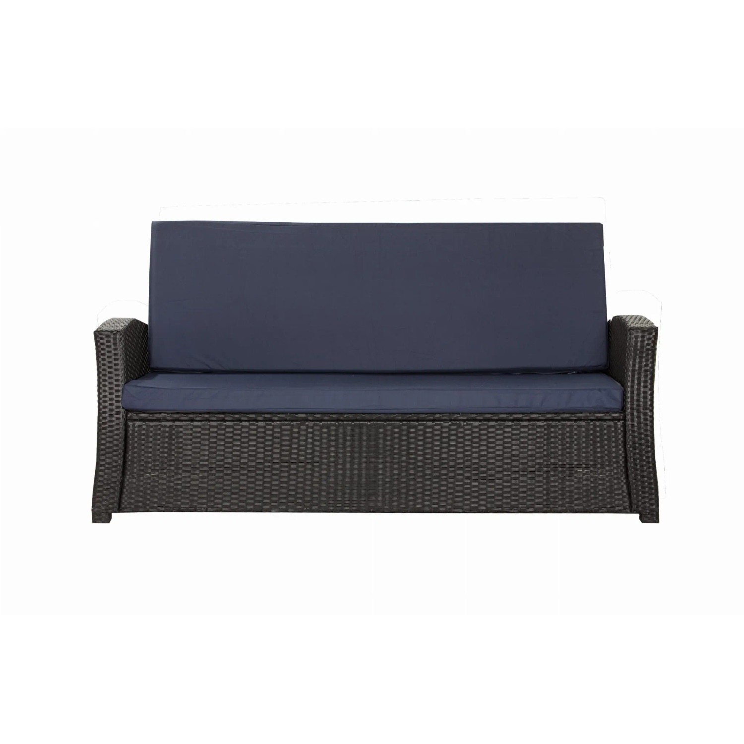 Marinefarbenes Gartenkissen-Set für 2-Sitzer Polyrattan-Gartensofa, 100x60x50 cm.