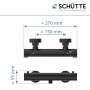 Schütte Thermostat Duscharmatur London, schwarz matt, mit Maßangaben.