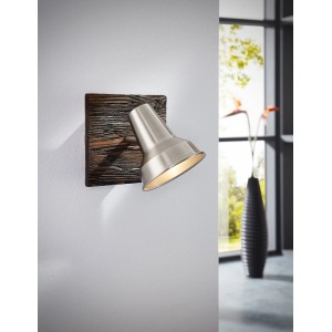 Eglo LED-Spot Filipina, 1-flammig, Nickel matt und Holz, für stimmungsvolle Beleuchtung.