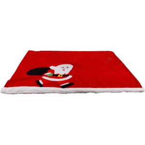 Rote Heim Haustierdecke mit Weihnachtsmann Motiv, 100x70 cm, für Hunde und Katzen.