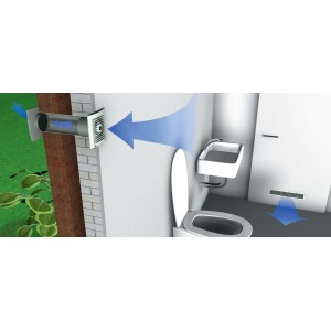 Anwendungsbeispiel: Weißes Alu Lüftungsgitter (480x80mm) im Badezimmer zur Luftzirkulation.