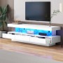 okwish TV Schrank LED Hochglanz Glas App Steuerung Wohnzimmer 70 Zoll 160x38x50cm Weiß_3