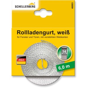 Schellenberg Rollladengurt Mini, 14mm breit, 6m lang, weiß. Gurtband für Rollladen.