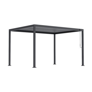 Anthrazitfarbene MWH Pergola Origin 88 (3x4m) mit verstellbarem Lamellendach für Garten & Terrasse.