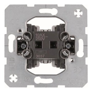 Kreuz-Wippschalter 10A/250V für Unterputzmontage, mit Metallrahmen und Anschlussklemmen. Ideal für Kreuzschaltungen.