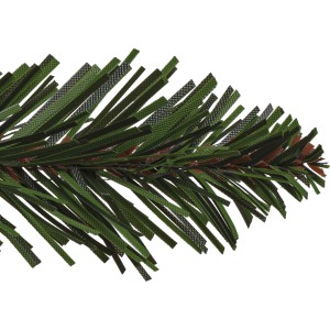 Detailaufnahme: Zweig vom künstlichen Mini-Weihnachtsbaum, dunkelgrün.
