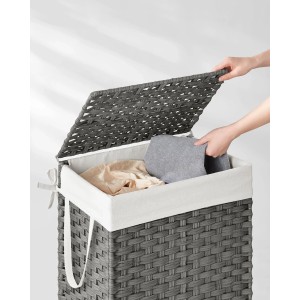 Songmics Wäschesammler Eliott mit Deckel 90 l Grau