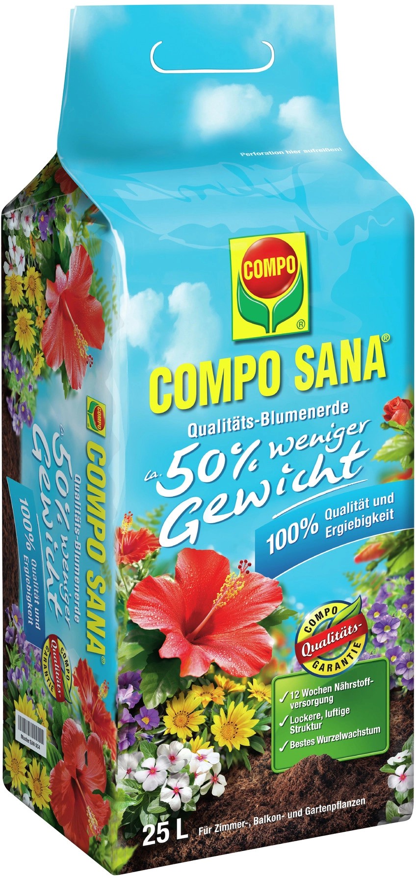 Compo QualitätsBlumenerde ca. 50 Prozent weniger Gewicht 1 x 25 l