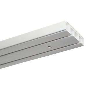 Gardinia Vorhangschienen-Set, 210 cm, Weiß, zur Deckenmontage mit Rollringen und Zubehör.