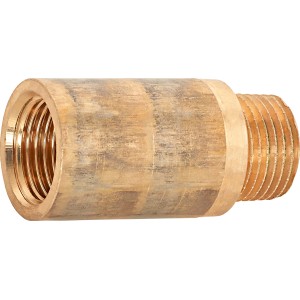 Hahnverlängerung aus Rotguss, 40 mm, mit Innen- und Außengewinde für Gewindefittings.