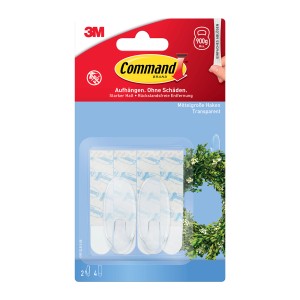 Command Haken-Set Mittelgroß Transparent 6 Stück