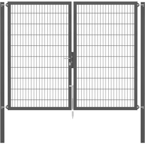 Anthrazitfarbenes Doppeltor Flexo Plus 250x200 cm mit Pfosten für Gartenzäune.