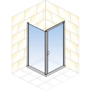 Schulte ExpressPlus Eckdusche mit Drehtür und Seitenwand, Alu Natur, 180x80 cm.