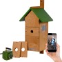 Dobar Holz-Nistkasten mit grünem Spitzdach, HD-WiFi-Kamera, austauschbaren Einfluglöchern und App-Ansicht von Vogelküken.