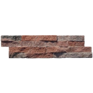 Verblender Quarzit Rot-Bunt, 10x40 cm, Naturstein für Innenräume.
